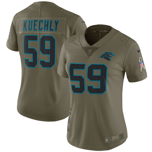 Women Carolina Panthers #59 Kuechly Nike Olive Salute To Service Limited NFL Jerseys->women nfl jersey->Women Jersey